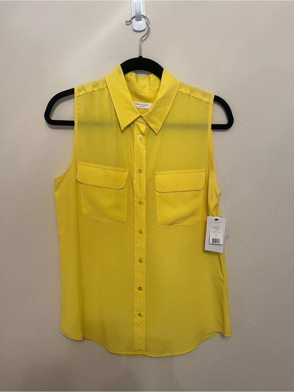 Equipment Sleeveless Button-Front Yellow 100% Silk  Blouse NWT